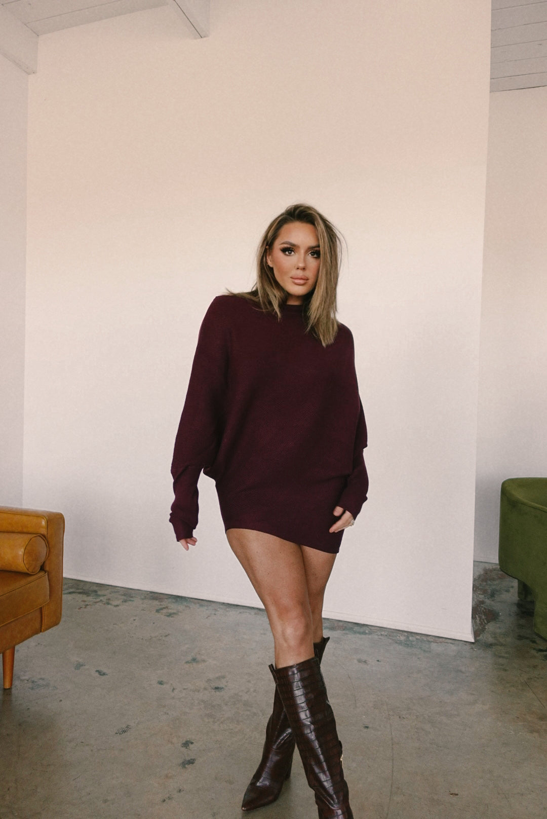 Wine Down Sweater Dress