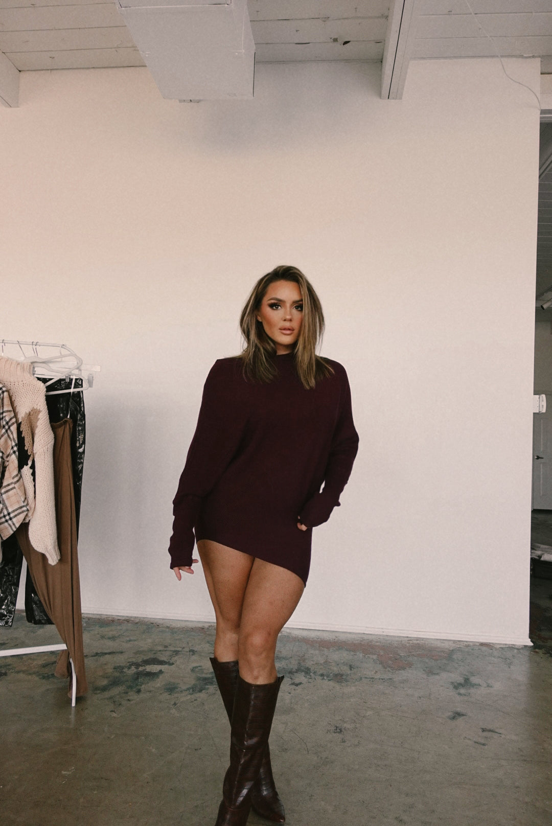 Wine Down Sweater Dress